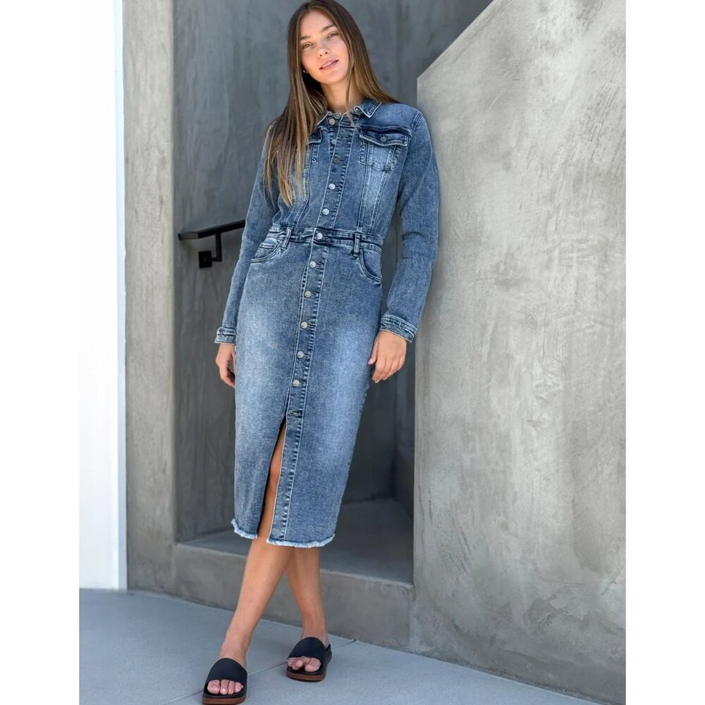 Wash Lab NWOT Piece Dyed Denim Dress Sz Medium